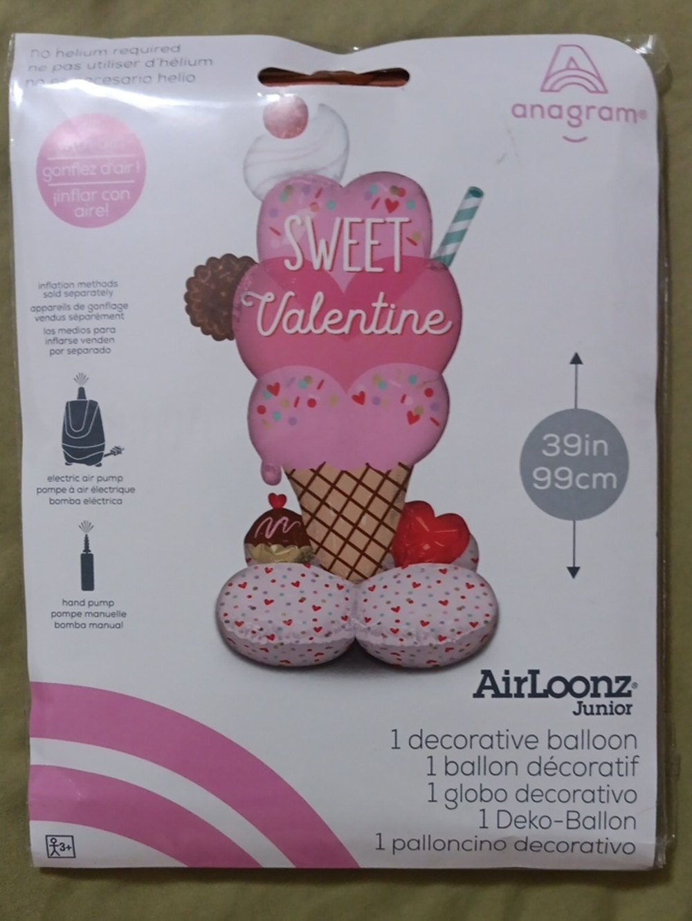 Anagram AirLoonz Junior "Sweet Valentine" Pink Decorative Balloon
